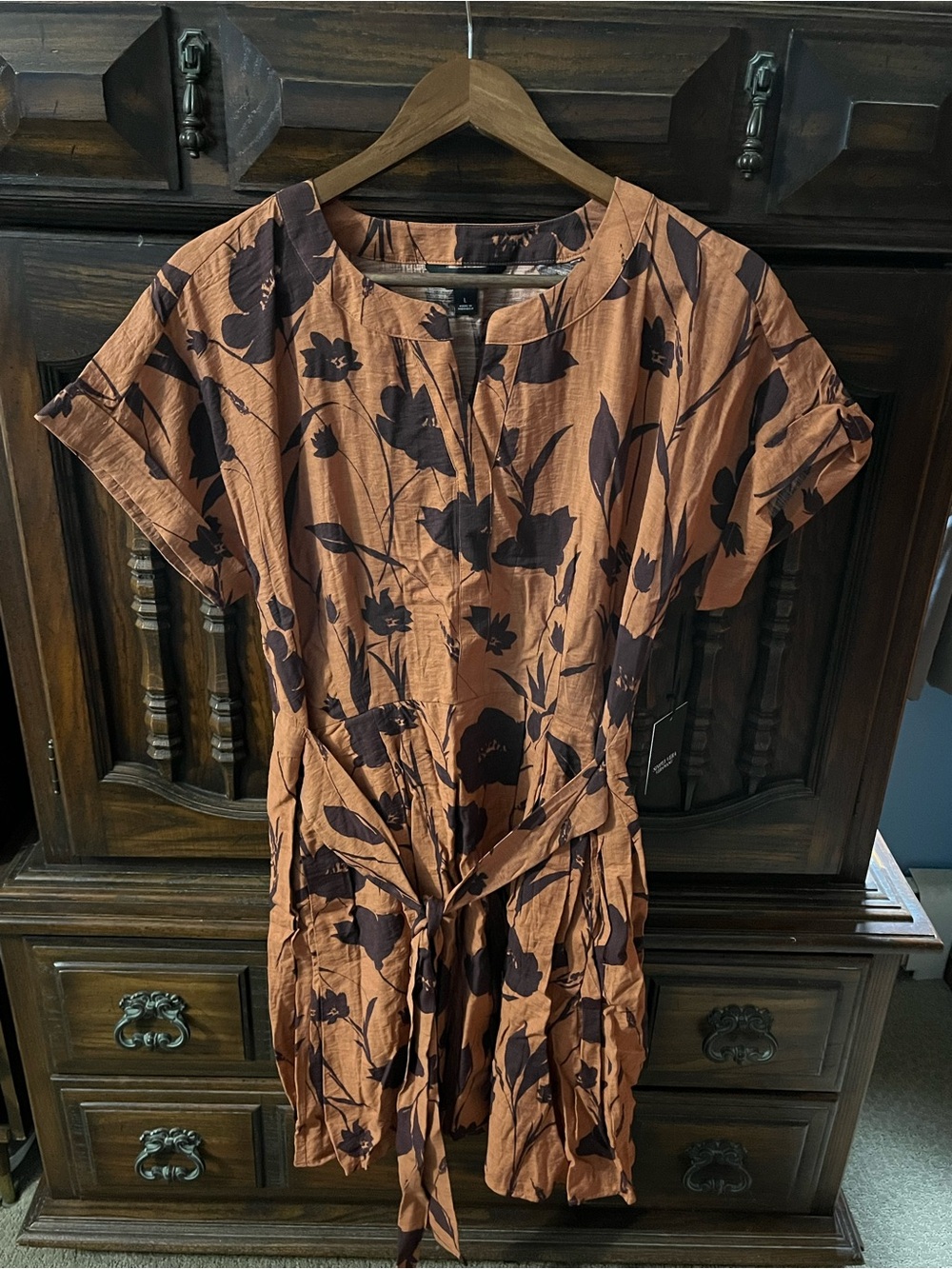 Simply Vera Vera Wang Brown Floral Dress
